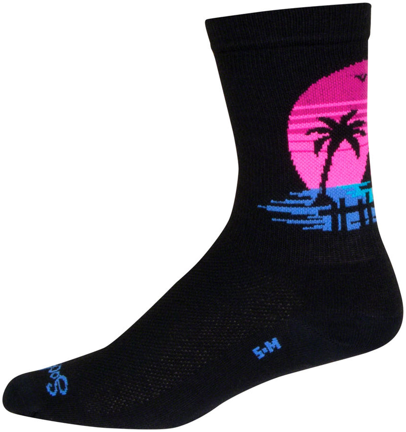 Load image into Gallery viewer, SockGuy Sunset Crew Sock - 6&quot;, Small/Medium Stretch-To-Fit Sizing System
