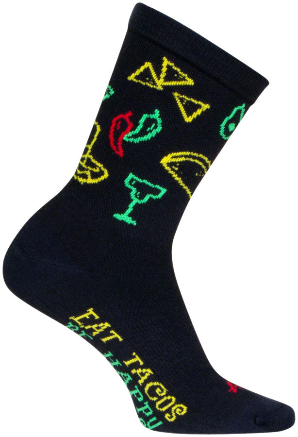 Load image into Gallery viewer, SockGuy Taco Life Crew Sock - 6&quot;, Small/Medium Stretch-To-Fit Sizing System
