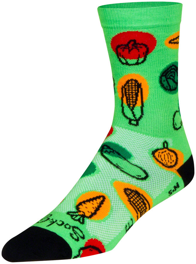 Load image into Gallery viewer, SockGuy Veggie Crew Sock - 6&quot;, Large/X-Large Stretch-To-Fit Sizing System
