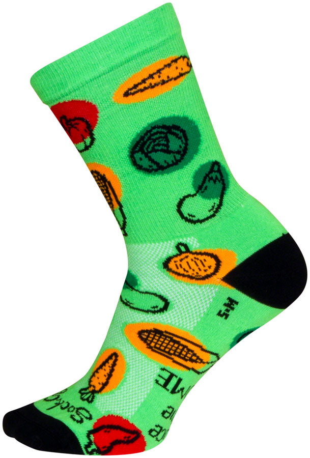Load image into Gallery viewer, SockGuy Veggie Crew Sock - 6&quot;, Small/Medium Stretch-To-Fit Sizing System
