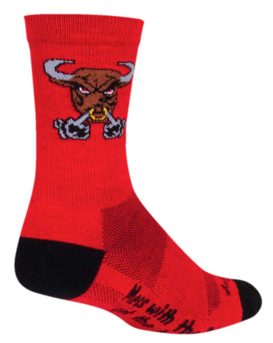 SockGuy Crew Bullish Socks - 6", Red, Small/Medium