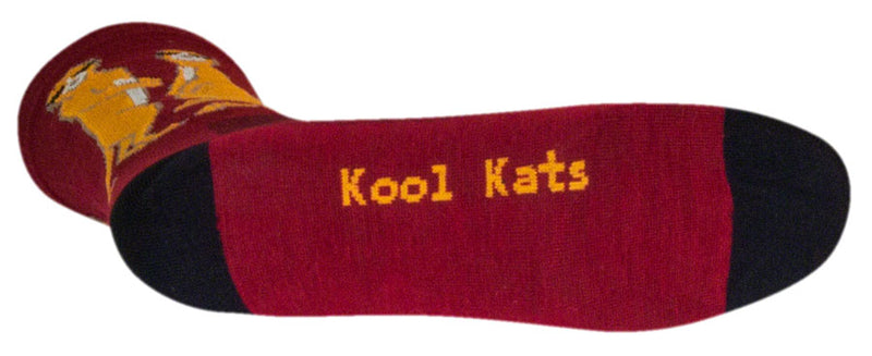 Load image into Gallery viewer, SockGuy Crew Kool Kats Socks - 6", Burgundy, Large/X-Large
