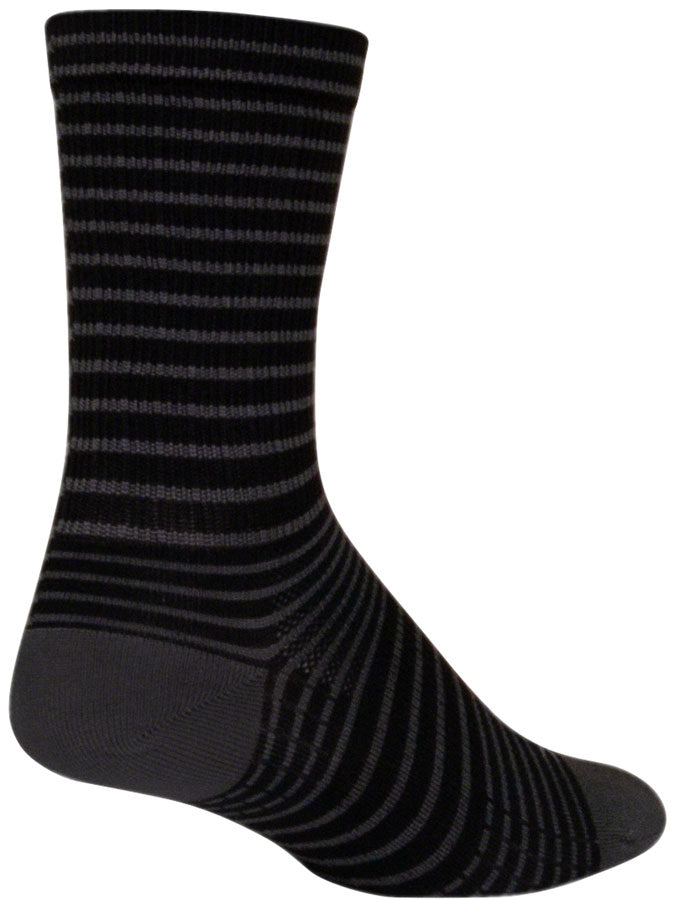 Load image into Gallery viewer, SockGuy SGX Black Stripes Socks - 6&quot;, Black, Small/Medium
