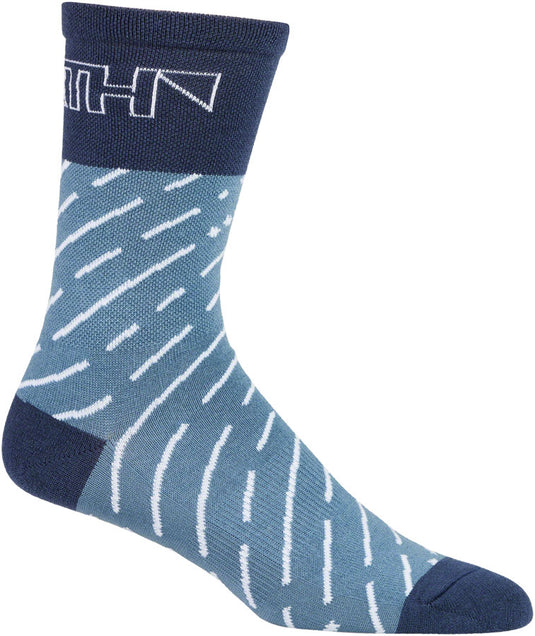 45NRTH Snow Band Lightweight Wool Sock - Light Blue/Blue, Large