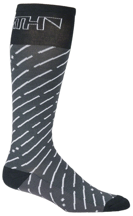 Load image into Gallery viewer, 45NRTH Snow Band Midweight Knee High Wool Sock - Dark Gray/Dark Blue, Small
