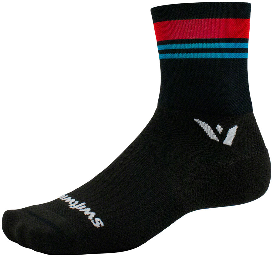 Swiftwick Aspire Four Stripe Socks - Red Aqua, X-Large