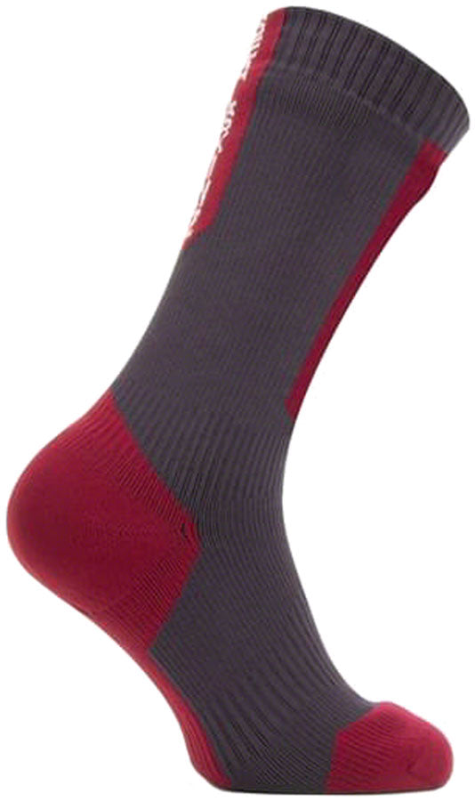 SealSkinz Runton Waterproof Mid Socks - Gray/Red/White, Small
