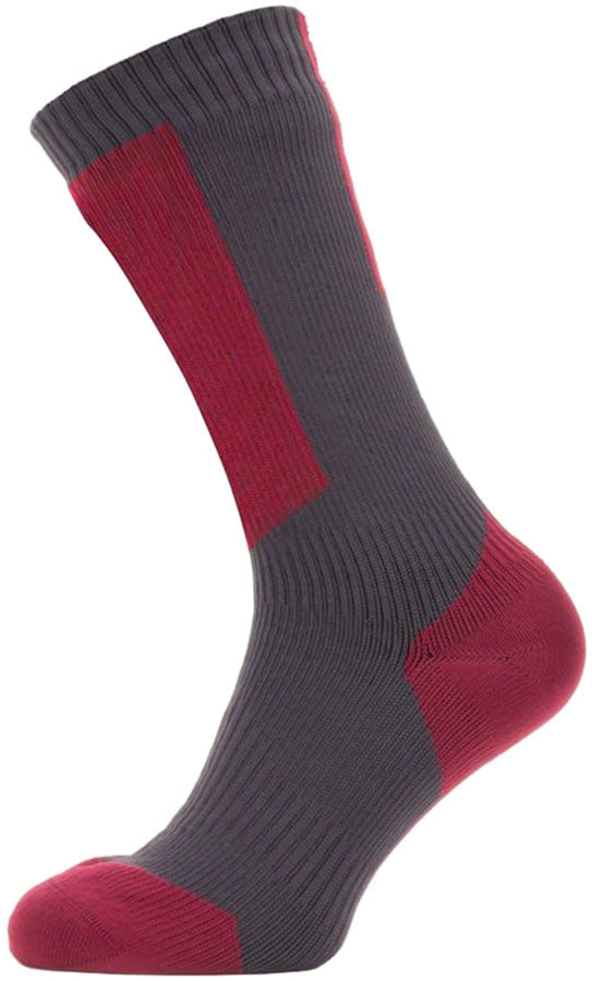 SealSkinz Runton Waterproof Mid Socks - Gray/Red/White, Medium
