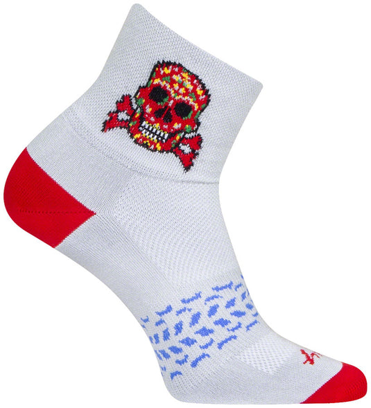 SockGuy Classic Red Skull Socks - 3", Small/Medium