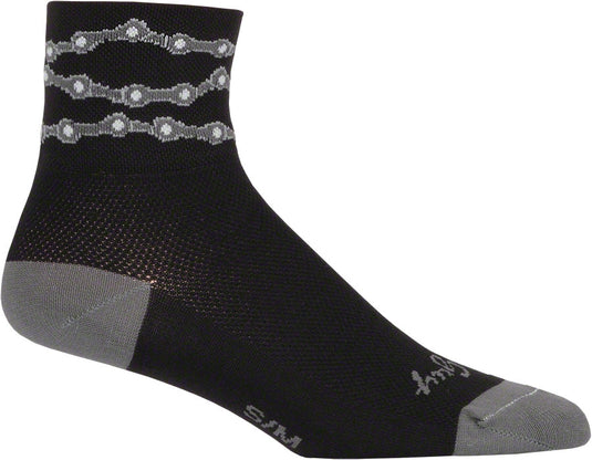 2 Pack SockGuy Chains Sock Black LG/XL Double Stitched Heel and Toe Mesh Upper