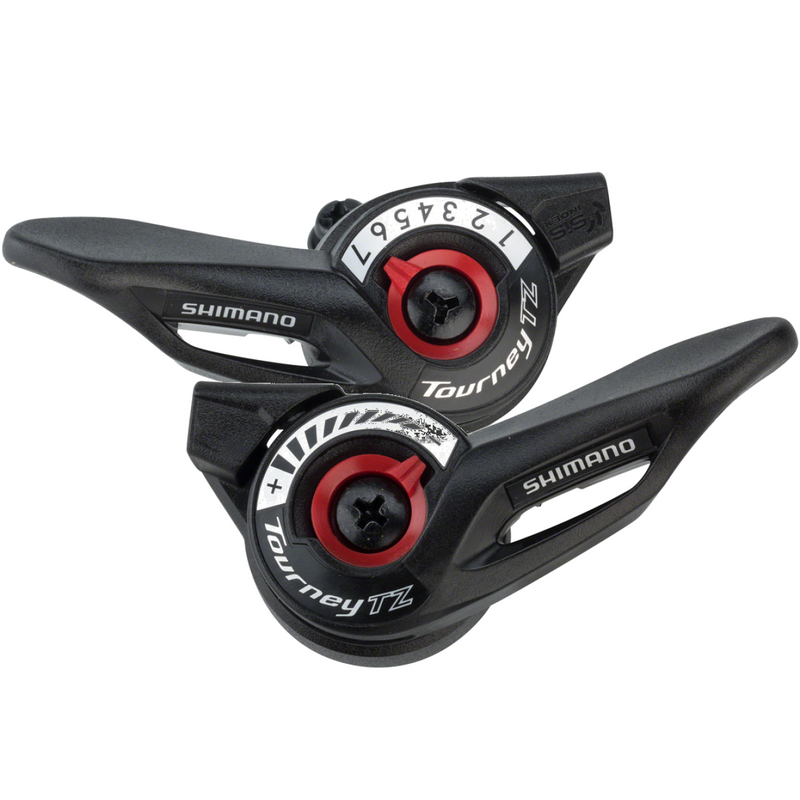 Load image into Gallery viewer, Shimano Tourney SL-TZ500 3 &amp; 7-Speed Thumb Shifters Bundle - Optical Gear Display, Reliable Drivetrain Components
