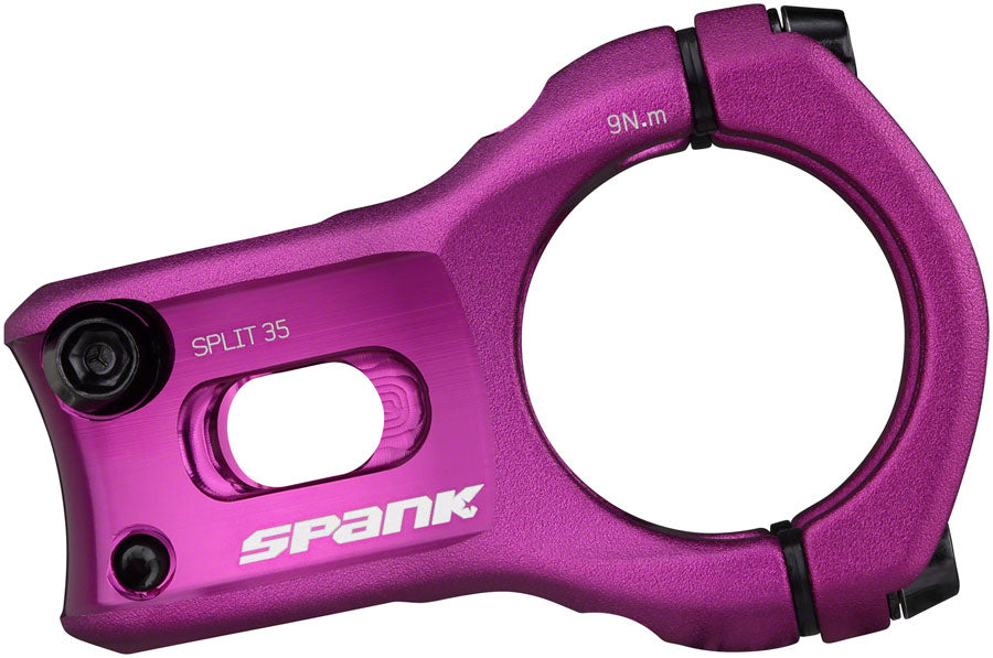Spank Split 35 Stem 35mm Length 35mm Bar Clamp +/-0 Rise Purple Mountain Bike