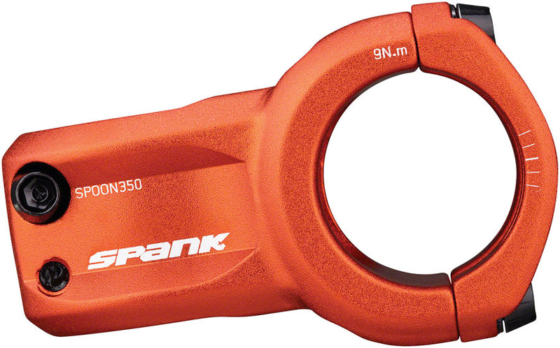 Load image into Gallery viewer, Spank SPOON 350 Stem 45mm Length 35mm Clamp 0 Degree Rise Orange Aluminum MTB
