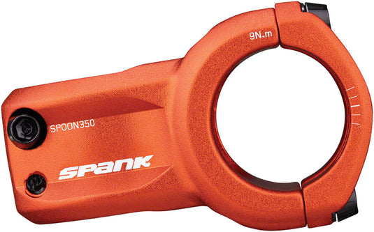 Spank SPOON 350 Stem 45mm Length 35mm Clamp 0 Degree Rise Orange Aluminum MTB