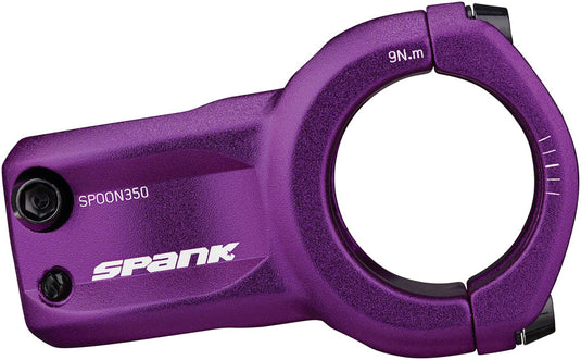Spank SPOON 350 Stem 45mm Length 35mm Clamp 0 Degree Rise Purple Aluminum MTB