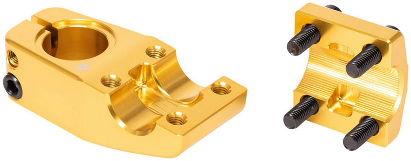 Load image into Gallery viewer, Eclat Metra Stem Toploader Clamp 22.2mm Reach 51mm 1-1/8 in Gold Aluminum BMX
