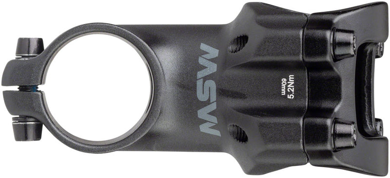 Load image into Gallery viewer, MSW 17 Stem Length 60mm Clamp 31.8mm +/-17 Steerer 1 1/8 in Black Aluminum MTB
