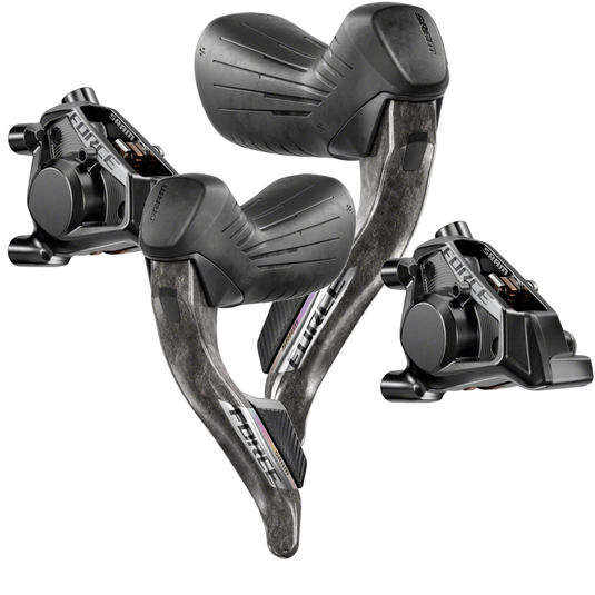 SRAM Force eTap AXS Hydraulic Disc Brake and Shift System Bundle Left/Front & Right/Rear Levers, Flat Mount, Carbon Levers, 12-13 Speed, DOT Fluid