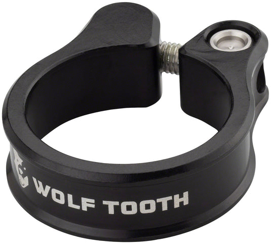 Wolf Tooth 28.6mm Black Aluminum Seatpost Clamp with Self-Aligning Bolt - Precision Machined, Lightweight, and Compatible with Modern Carbon Frames