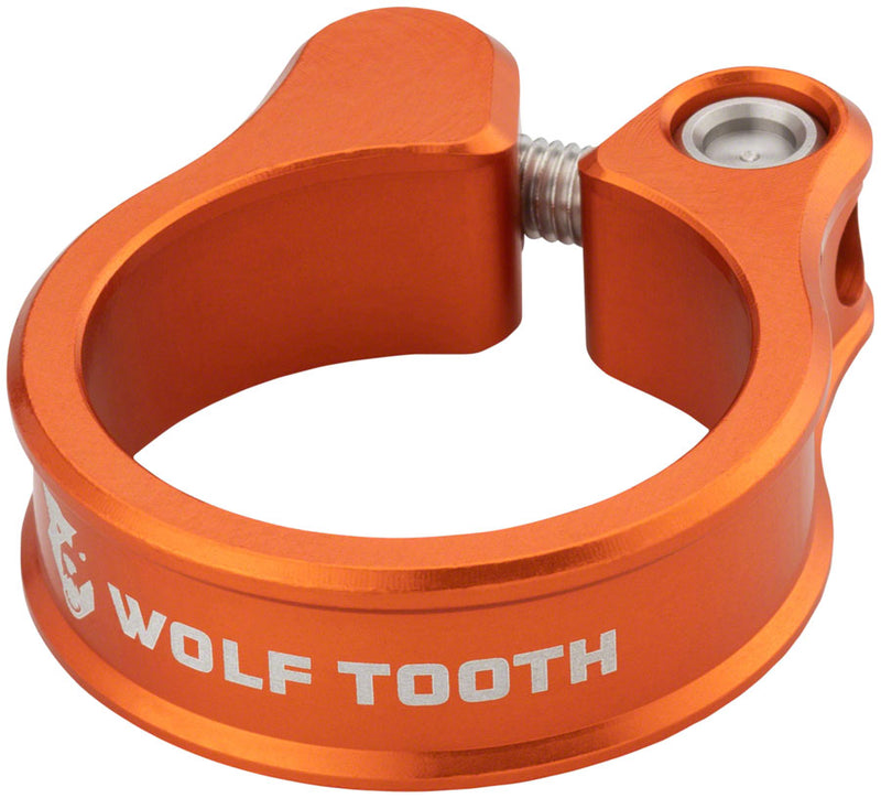 Load image into Gallery viewer, Wolf Tooth 28.6mm Aluminum Seatpost Clamp with M6 Stainless Steel Bolt, Self-Aligning Design, Lightweight CNC Machined for Mountain &amp; Road Bikes

