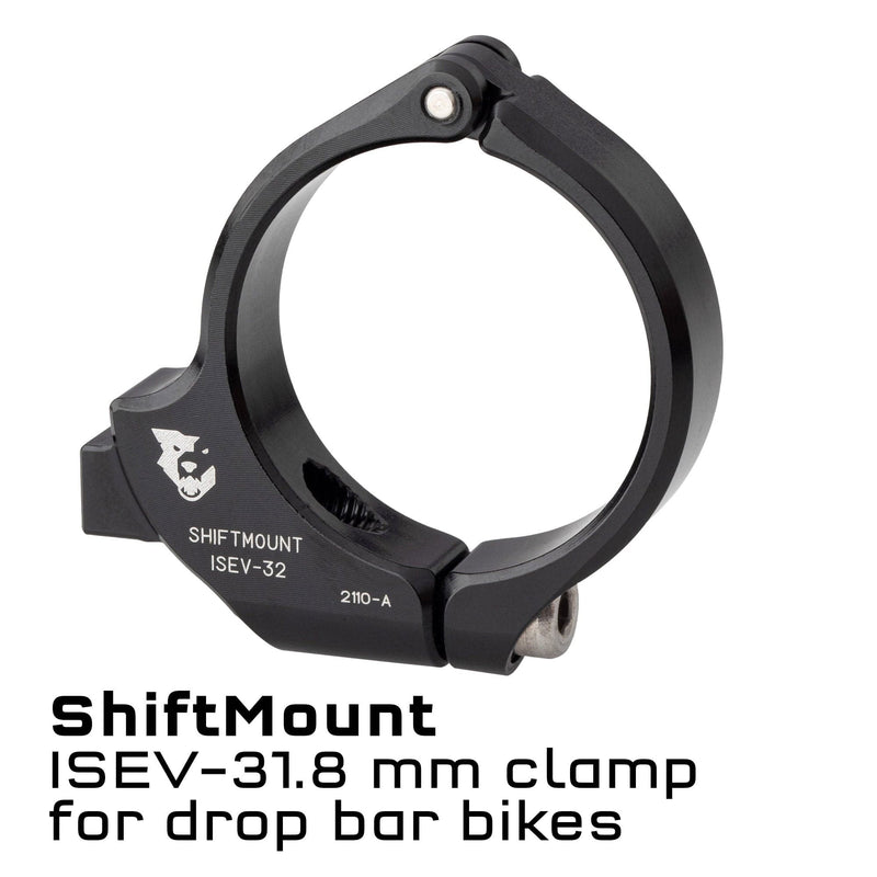 Load image into Gallery viewer, Wolf Tooth ShiftMount Clamp for I-Spec II Shifters - 22.2mm Aluminum Mount for SRAM &amp; Shimano Compatibility, Rear Brake &amp; Shifter Integration, Lightweight 6061-T6 Design for Mountain Bike Handlebar Optimization
