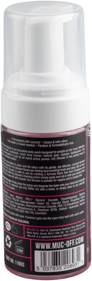 Muc-Off Dry Shower Body Spray, 100ml Paraben, Formaldehyde, And Alcohol Free