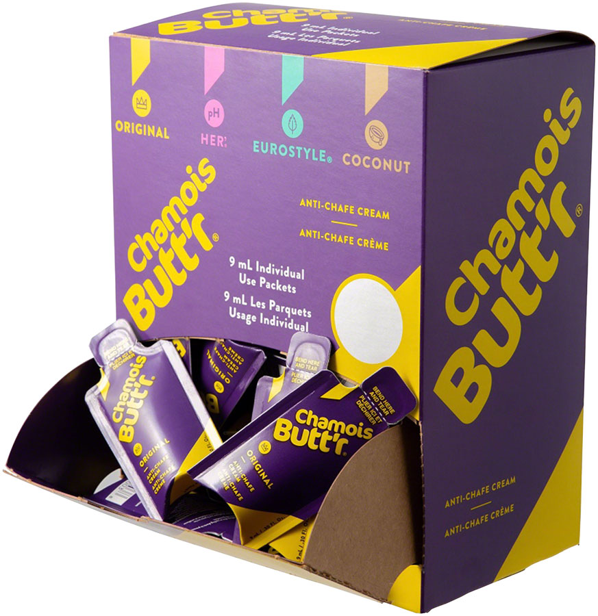 Chamois Butt'r Original: 0.3oz Packet, POP Box of 75 Prevents Chafing Non-Greasy