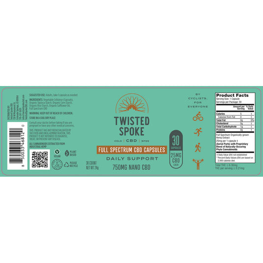 Twisted Spoke CBD Full Spectrum CBD Nano Capsules, 30ct - 25mg