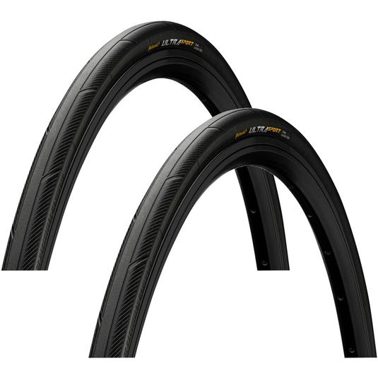 Pack of 2 Continental Ultra Sport III Tire - 700 x 25, Clincher, Wire, Black, PureGrip, Performance, E25 1504590000