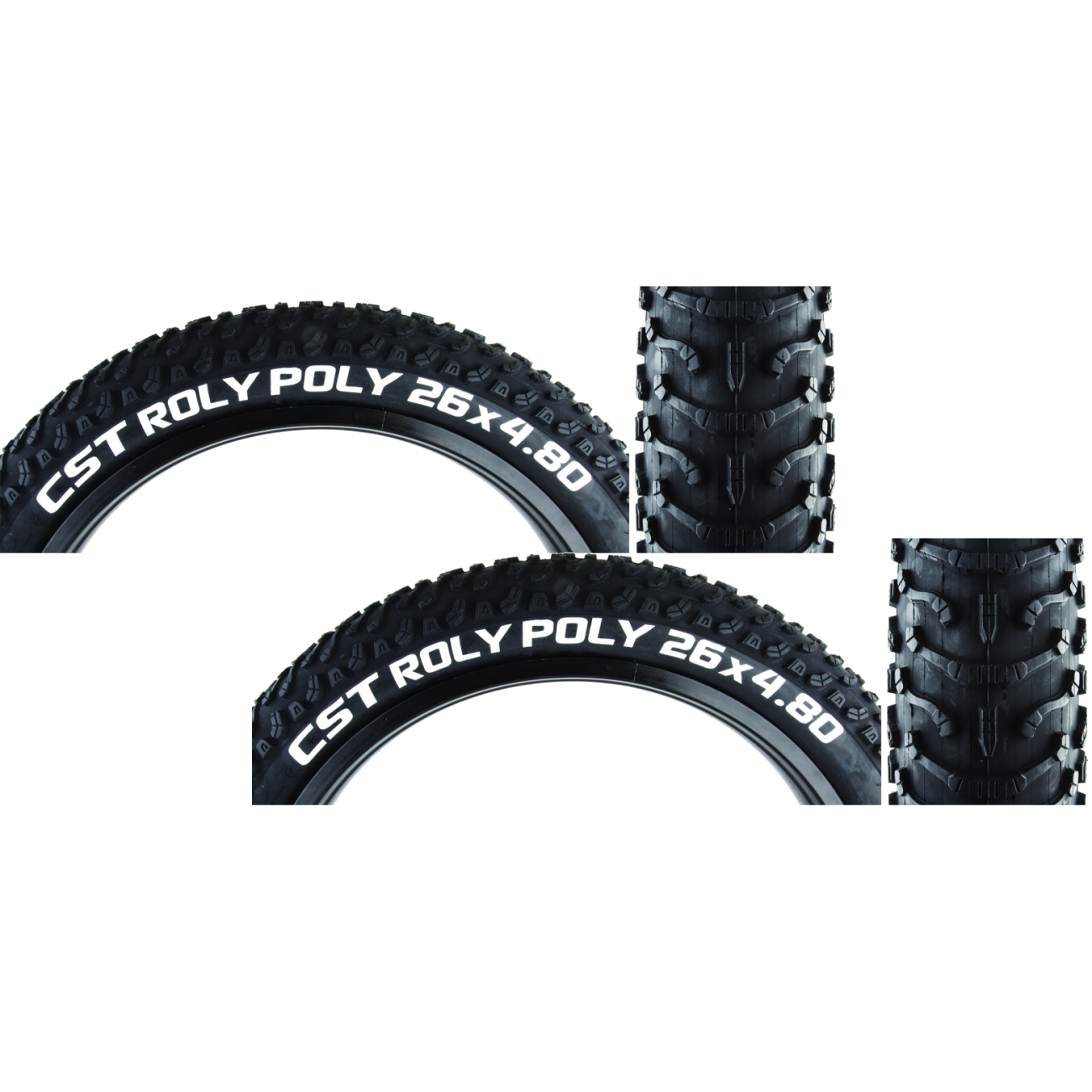 Pack of 2 Cst Premium Roly Poly 26x4.8 Clincher Wire TPI 25 Blk/Blk Re ...