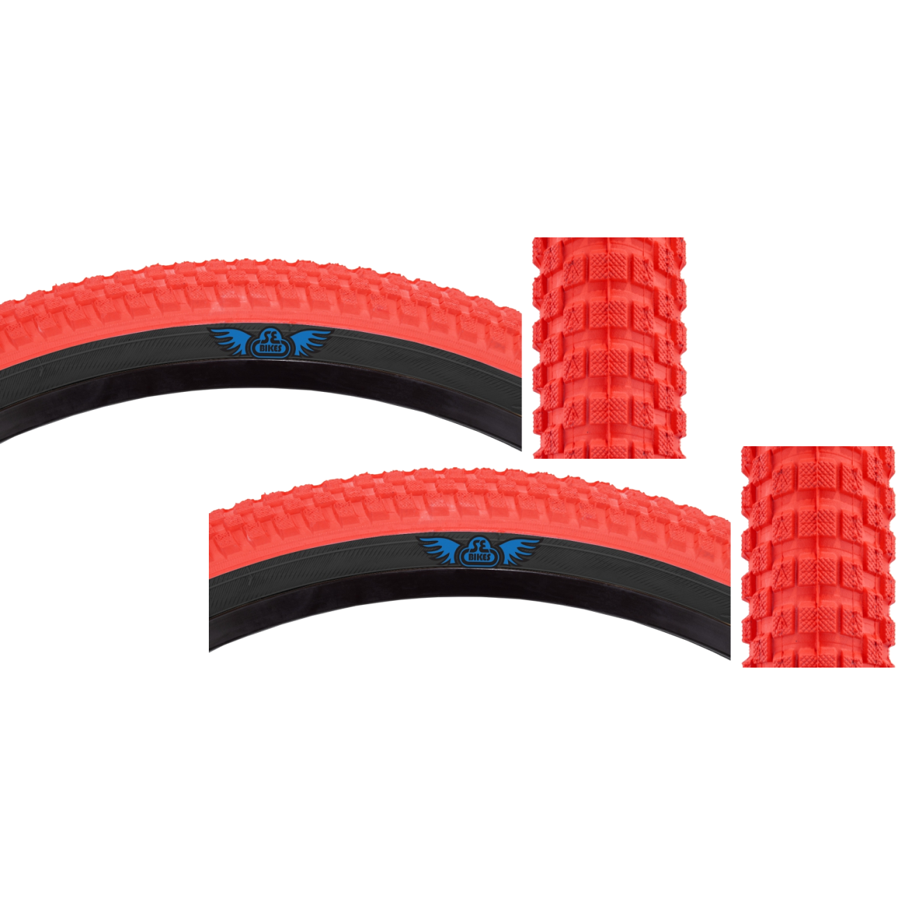 Pack of 2 SE Bikes Cub 24x2.0 Clincher Wire TPI 65 Rd/Black Reflective ...