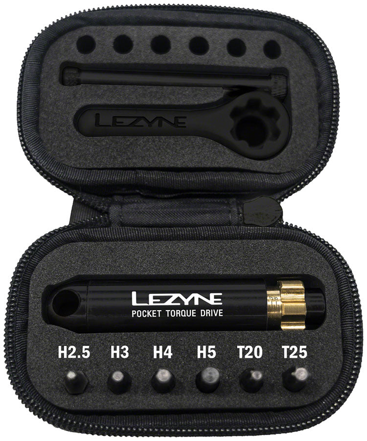 Load image into Gallery viewer, Lezyne Pocket Torque Drive Torque Wrench - 2-6 Nm, 2.5, 3, 4, 5MM, T20, AND T25 BITS, With Storage Case, Black
