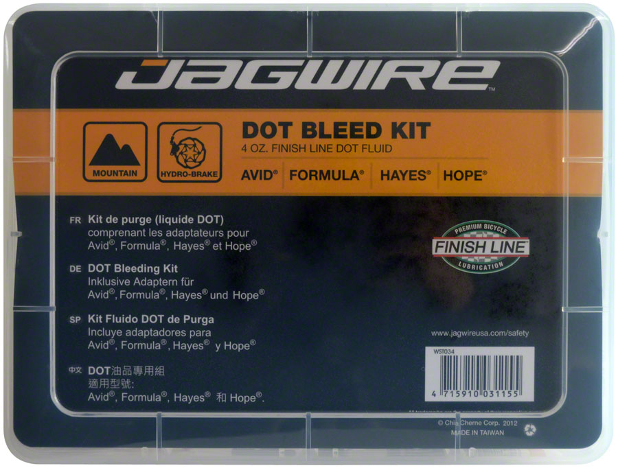 Jagwire Pro DOT Bleed Kit Includes DOT Fluid and Hayes Formula Hope Adaptors