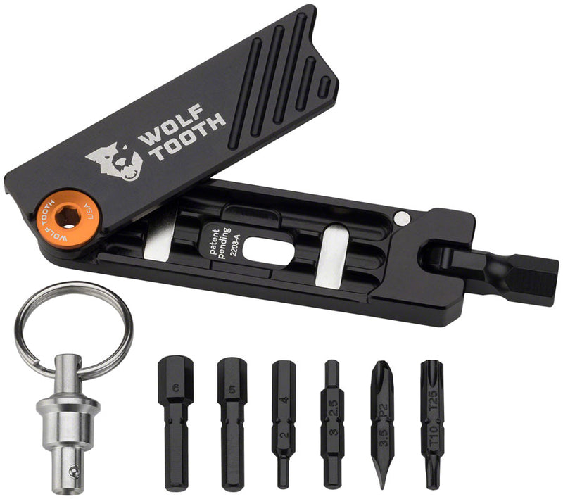 Load image into Gallery viewer, Wolf Tooth 6-Bit Hex Wrench Multi-Tool with Keyring - Black

