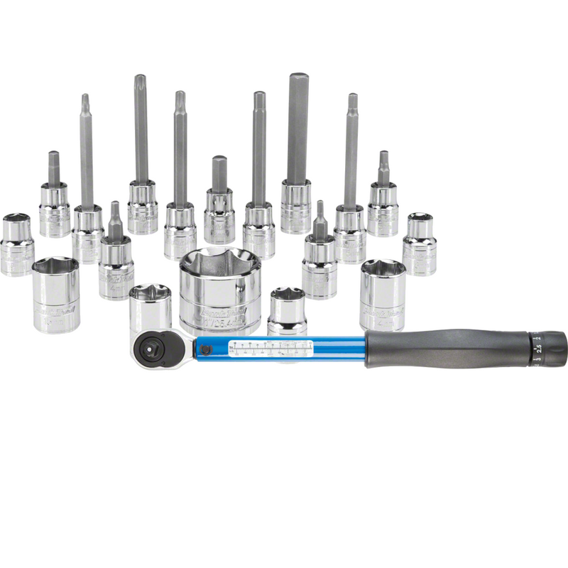 Load image into Gallery viewer, Bike Maintenance Tools Bundle: Precision Torque Wrench &amp; 18-Pc Socket &amp; Bit Set for Efficient Bicycle Repairs
