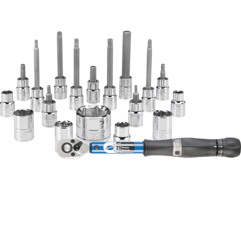 Load image into Gallery viewer, Premium Bike Repair Kit Bundle: Precision Torque Wrench &amp; 18-Piece Socket &amp; Bit Set
