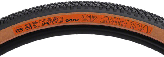 WTB Vulpine Tire - 700 x 45, TCS Tubeless, Folding, Black/Tan, Light/Fast Rolling, Dual DNA, SG