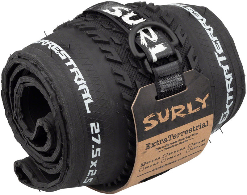 Load image into Gallery viewer, Surly ExtraTerrestrial Tire 26 x 2.5 Tubeless Folding Black 60tpi Touring Hybrid
