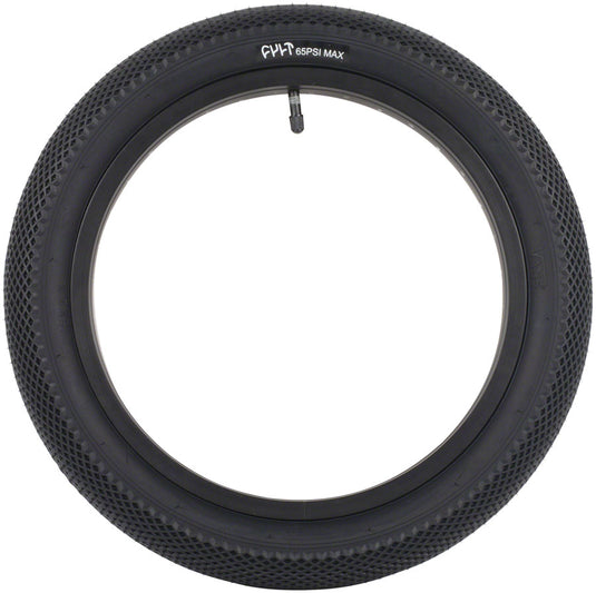 Cult X Vans 12x2.2 Clincher BMX Street-DJ Tire - Durable Wire Bead, Waffle Pattern, High-Pressure Sidewalls