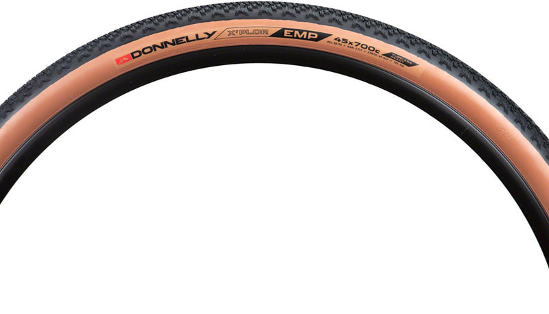 Load image into Gallery viewer, Donnelly Sports EMP Tire 700 x 45 Tubeless Folding Black/Tan Road Bike
