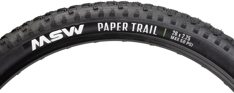 Load image into Gallery viewer, MSW Paper Trail Tire 26 x 2.25 PSI 50 TPI 33 Wirebead blk Mountain Mountain Bike
