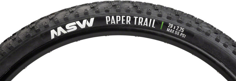 Load image into Gallery viewer, MSW Paper Trail Tire 29 x 2.25 PSI 55 TPI 33 Wirebead Black Touring Hybrid
