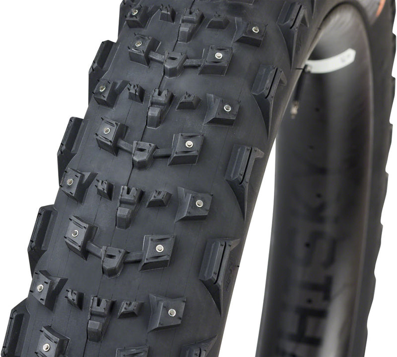 Load image into Gallery viewer, 45NRTH Dillinger 4 Tire - 26 x 4.2, Tubeless, Folding, Black, 60 TPI, 168 Carbide Steel Studs

