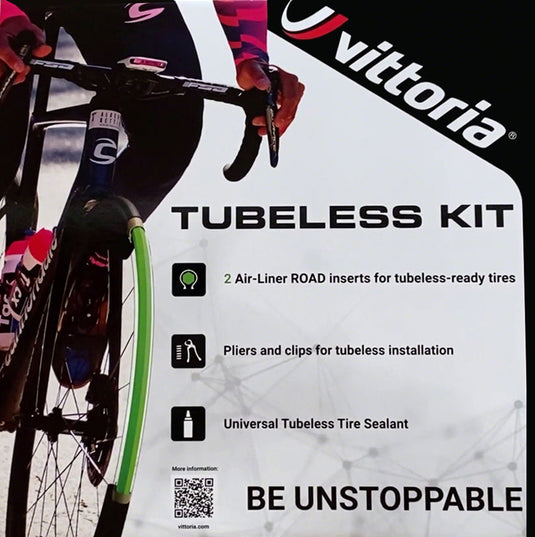 Vittoria Air-Liner Tubeless Road Kit - 2 Inserts, Tire Sealant, Pliers and Clips, Medium, 28mm
