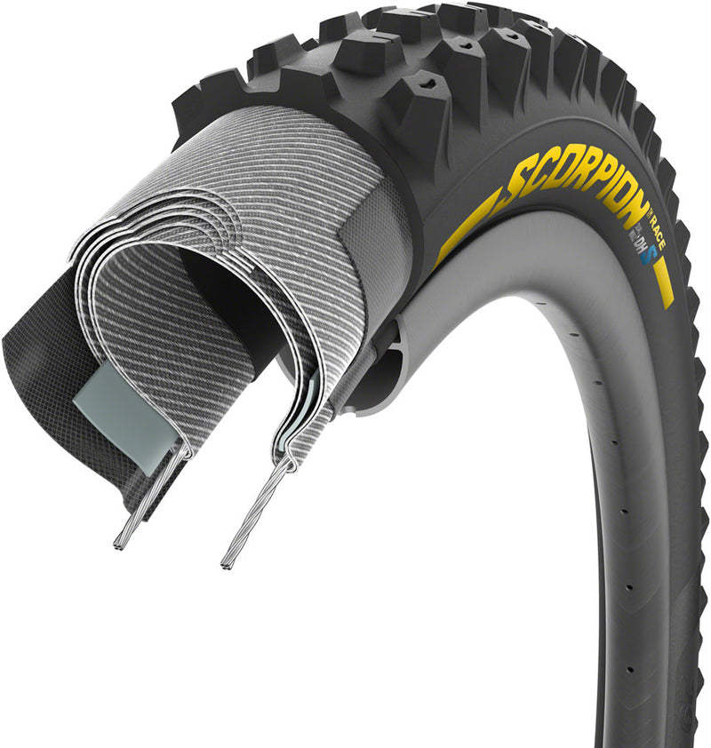 Load image into Gallery viewer, Pirelli Scorpion Race DH S Tire - 29 x 2.5, Clincher, Wire, Yellow Label, DualWALL+, SmartEVO DH
