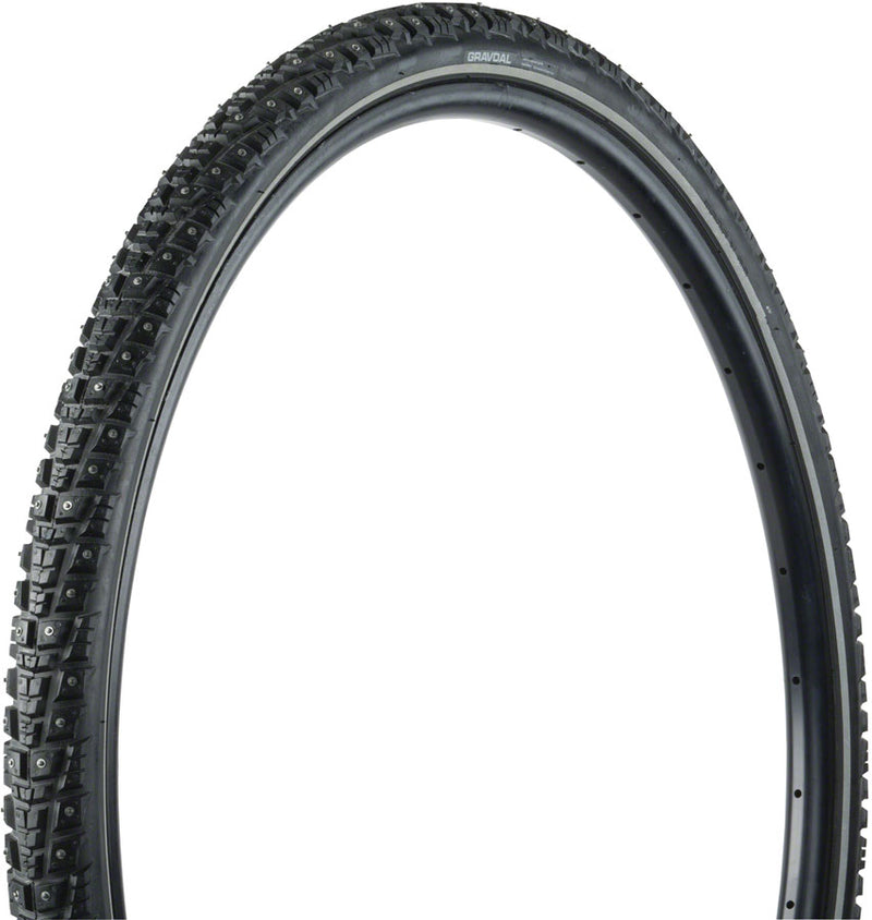 Load image into Gallery viewer, Pack of 2 45NRTH Gravdal Tire 700 x 38 Clincher Steel Black 33tpi 252 Carbide Steel Studs
