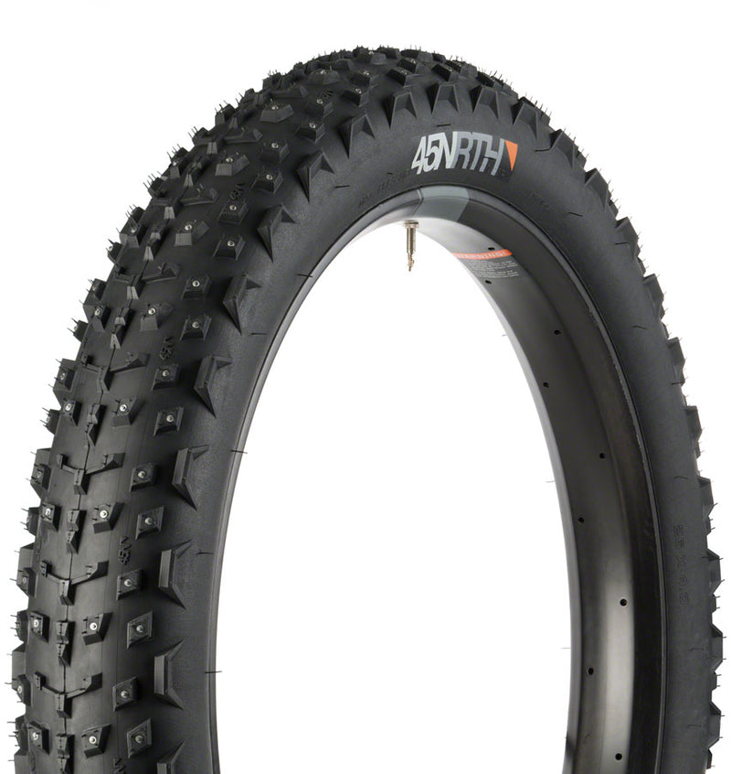 Load image into Gallery viewer, Pack of 2 45NRTH Dillinger 4 Tire 26 x 4 Tubeless Blk 60tpi 240 Carbide Steel Studs
