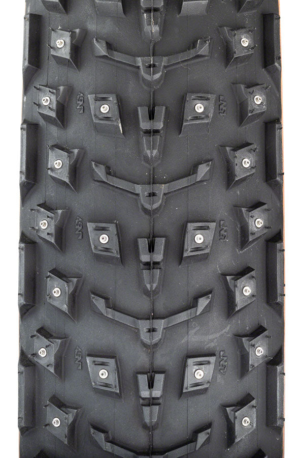 Load image into Gallery viewer, 45NRTH Dillinger 5 Tire 26x4.6 Tubeless Tan 258 Concave Carbide Alloy Studs
