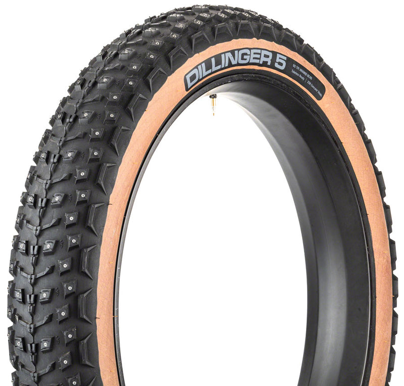 Load image into Gallery viewer, 45NRTH Dillinger 5 Tire 26x4.6 Tubeless Tan 258 Concave Carbide Alloy Studs
