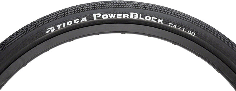 Load image into Gallery viewer, Tioga PowerBlock Tire 24 x 1.6 TPI 60 Clincher Wire Black BMX Bike
